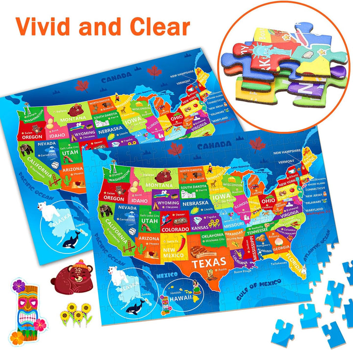 Rompecabezas de mapa de Estados Unidos para niños de 6 a 8