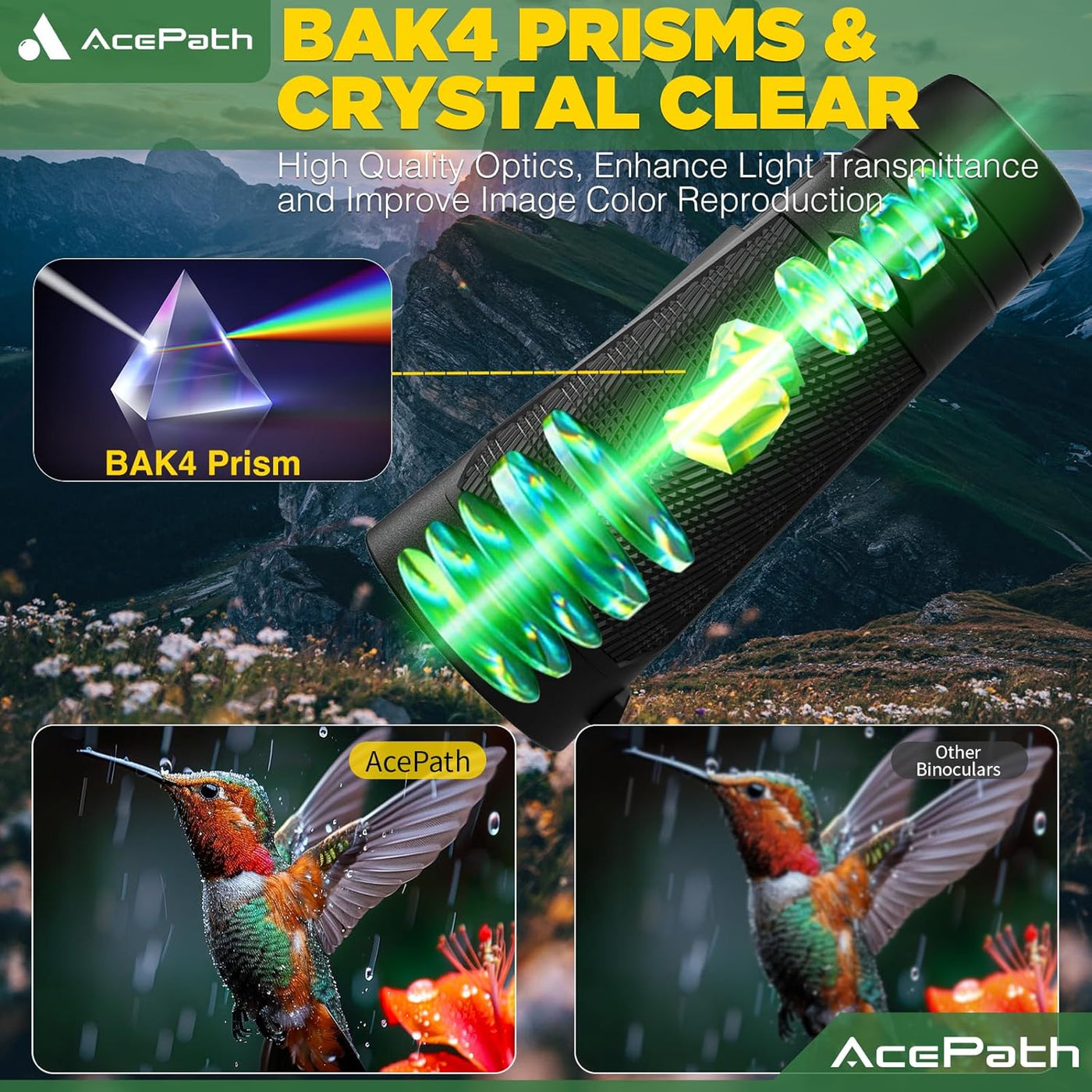 AcePath - Binoculares 15x56 para adultos de alta potencia
