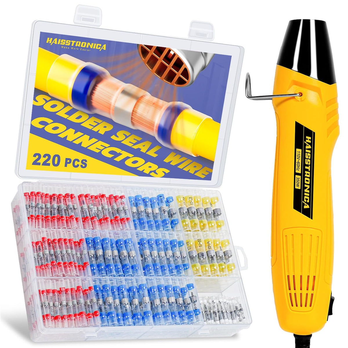 haisstronica Kit de conectores de sello de soldadura de 220 piezas