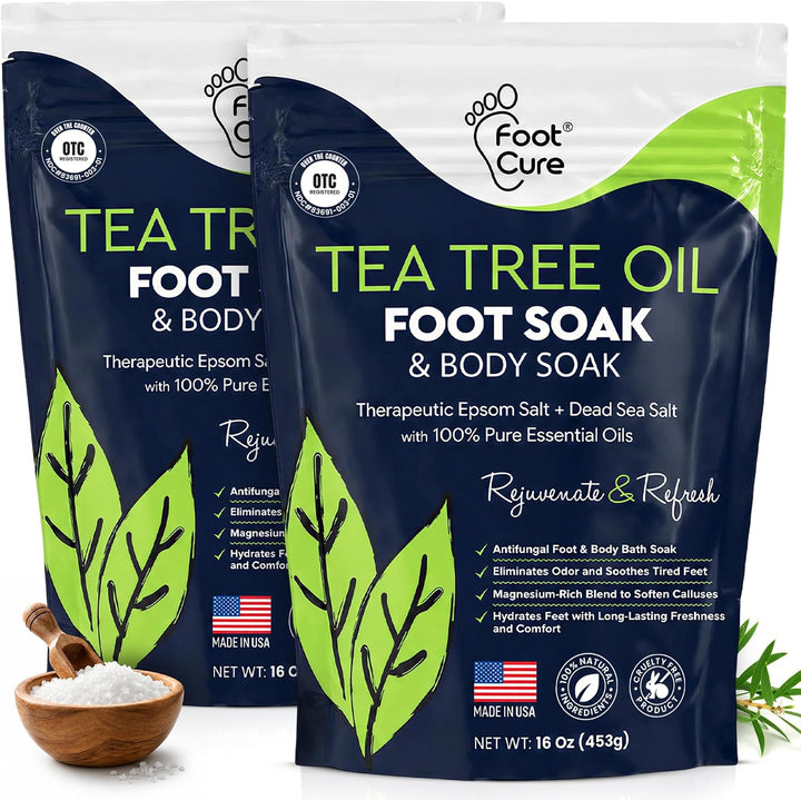 FOOT CURE Aceite de árbol de té para pies con sal de Epsom \u2013 E...