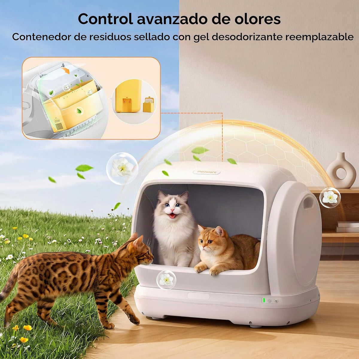 Meowant Caja de arena automática para gatos 106L, espacio extra grande
