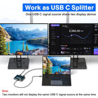 Interruptor USB C 2 en 1 Salida USB C Selector de conmutador para 2 computadoras portátiles comparte 1 dispositivo USB, transferencia de datos 4K @60Hz/10Gbps y carga PD de 100 W, control con cable y