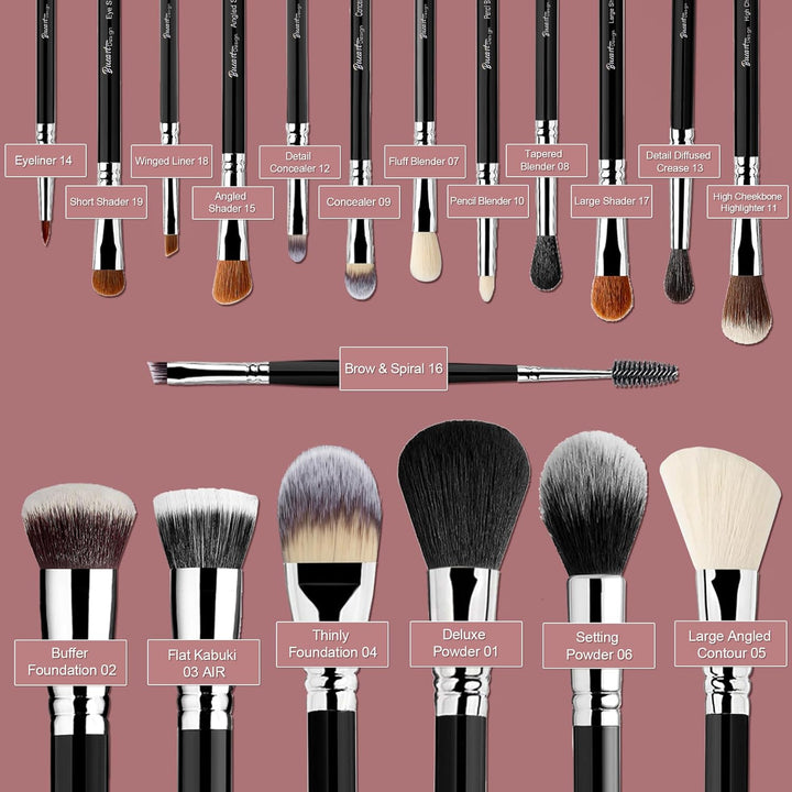 Bueart Design Juego de 19 brochas de maquillaje profesional con est...
