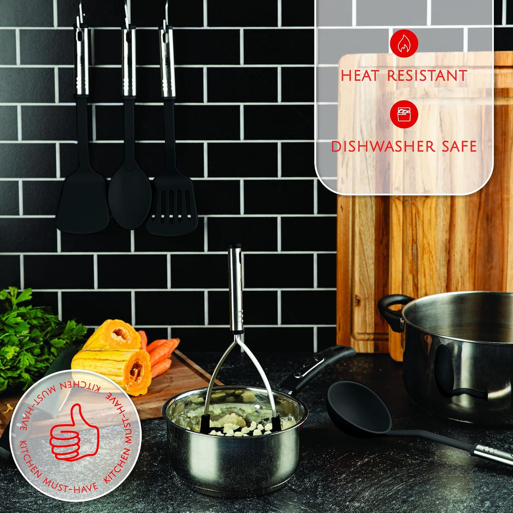 Juego de Utensilios de Cocina de 35 Piezas Juego de Utensilios de Cocina, Antiadherentes y Resistentes al Calor de Nylon Acero Inoxidable Silicona Juego de Espátulas - Gadgets de Cocina Elementos