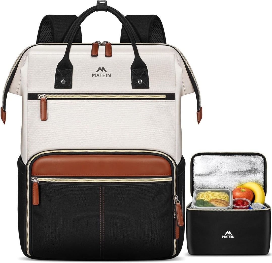 MATEIN Mochila para portátil con lonchera, mochila de almuerzo de 1...