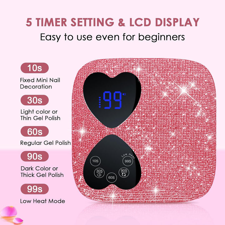 Lámpara de uñas UV LED inalámbrica, HUITINE luz UV recargable de 80...