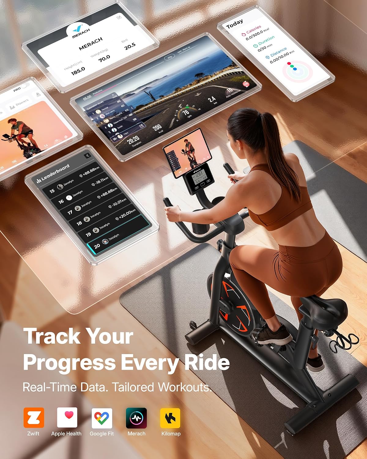 MERACH Bicicleta de Ejercicio, Resistencia Magnética, Capacidad 330 lbs