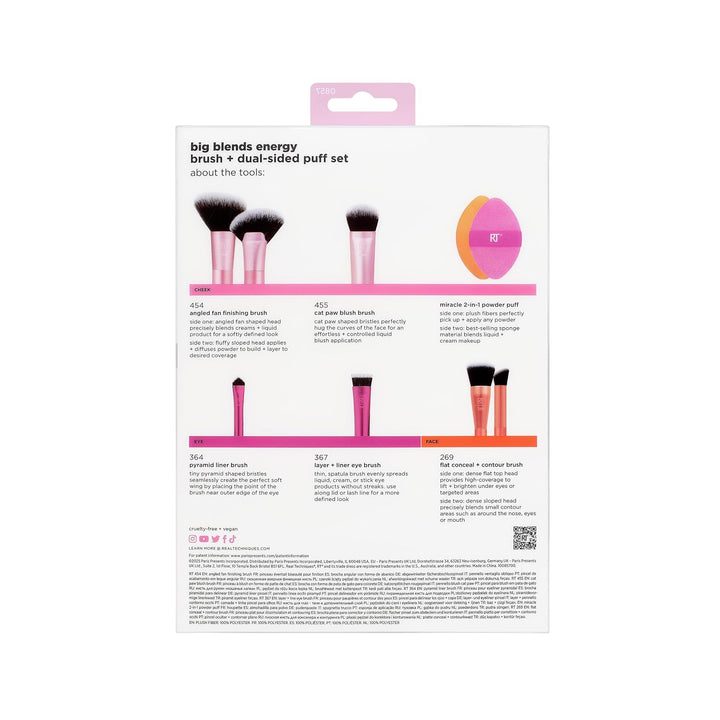 Real Techniques Big Blends Energy Brush + Kit de Esponja de Doble C...