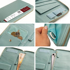 Organizador de documentos de viaje - Cartera RFID para pasaporte, estuche porta-familia, muñequera con identificación