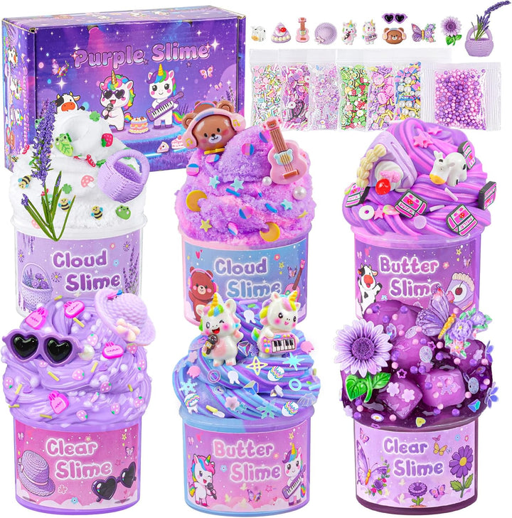 Paquete de 6 Slimes, Slime Morado para Niños, Kit de Slime de Nube...