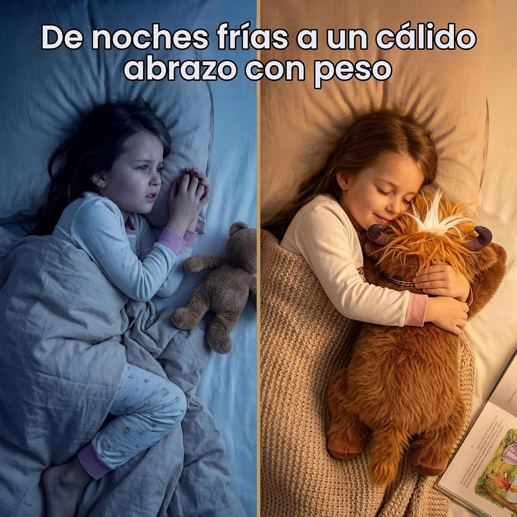 Mewaii Animales de peluche con peso, de vaca de las tierras altas