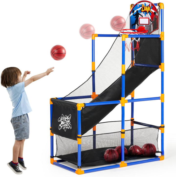 JOYIN Juego de baloncesto arcade con 4 pelotas y aro para ni