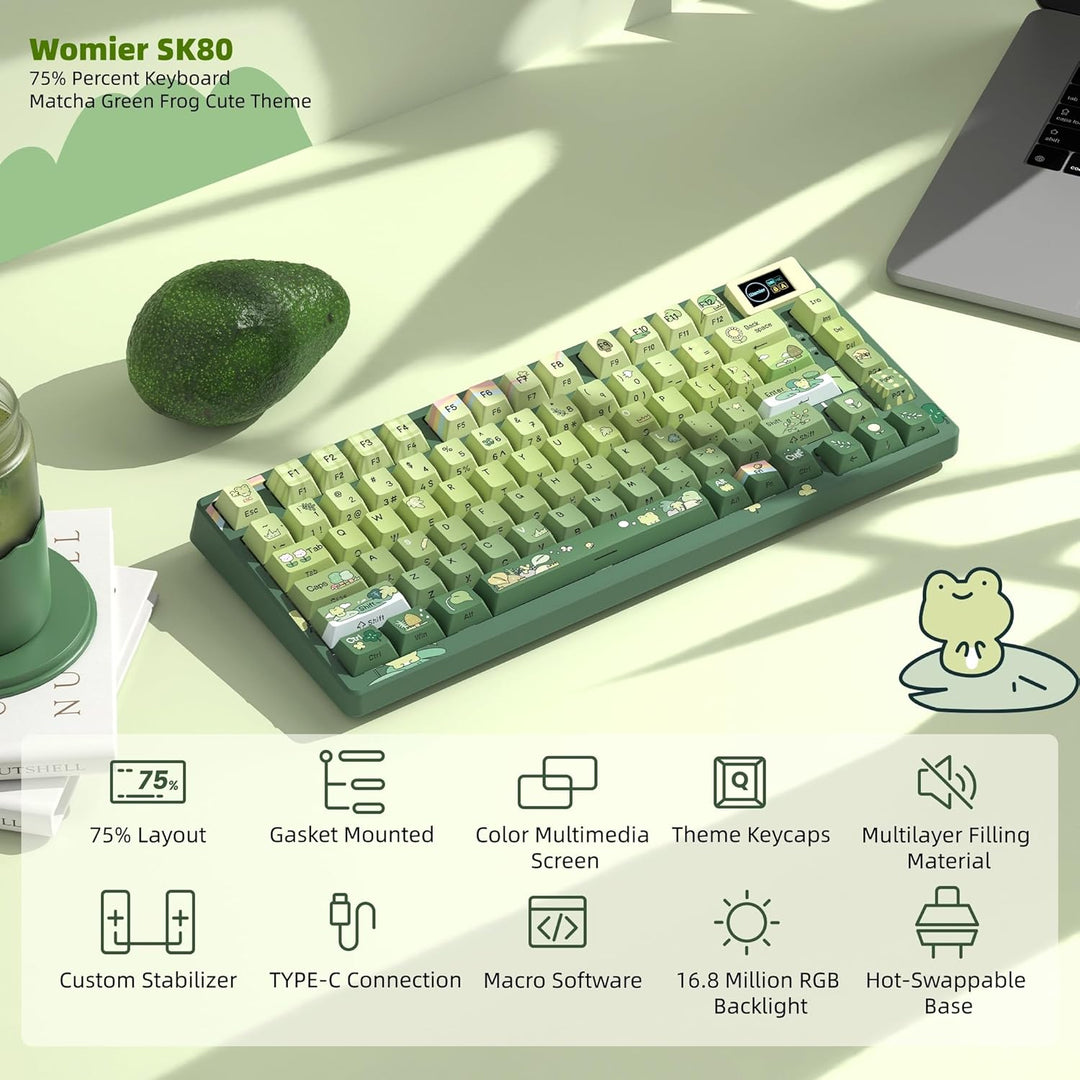 Womier SK80 Teclado al 75% con pantalla multimedia a color, teclado...