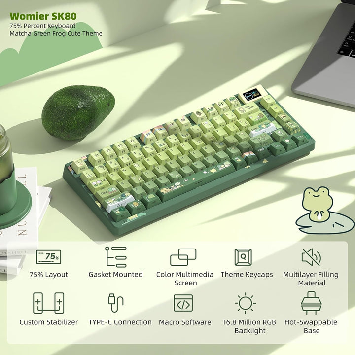 Womier SK80 Teclado al 75% con pantalla multimedia a color, teclado...