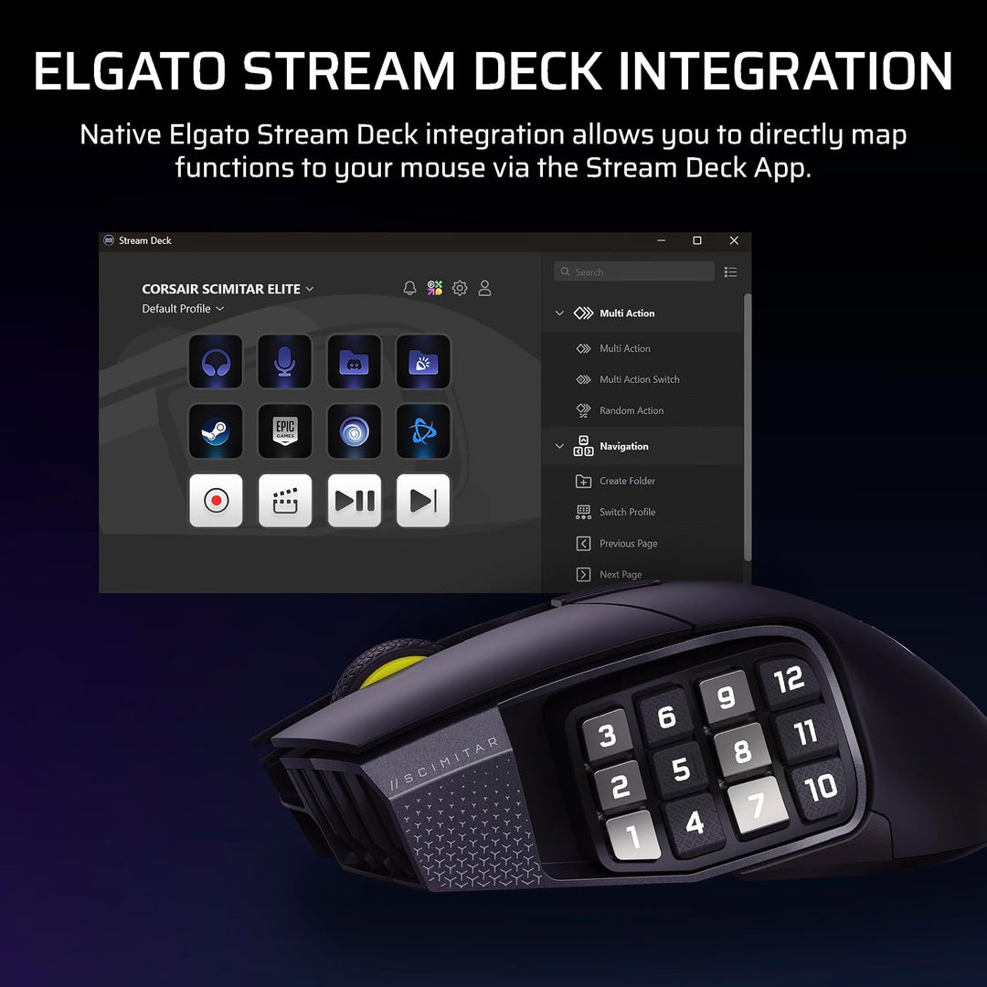 Corsair Scimitar Elite Wireless SE MMO - Ratón para juegos de PC -...