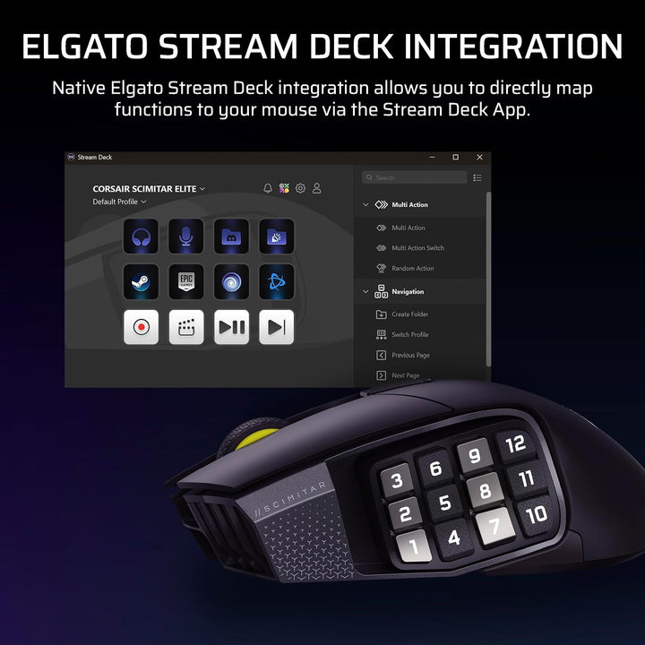 Corsair Scimitar Elite Wireless SE MMO - Ratón para juegos de PC -...