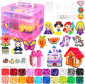 Kit de cuentas de fusible para niños, 11000 cuentas fusibles, 20 colores de 0.197 in, juego de manualidades con caja de almacenamiento, tableros de clavijas, papel de planchar y accesorios, juego de artes y manualidades, juguetes regalos para niñas y