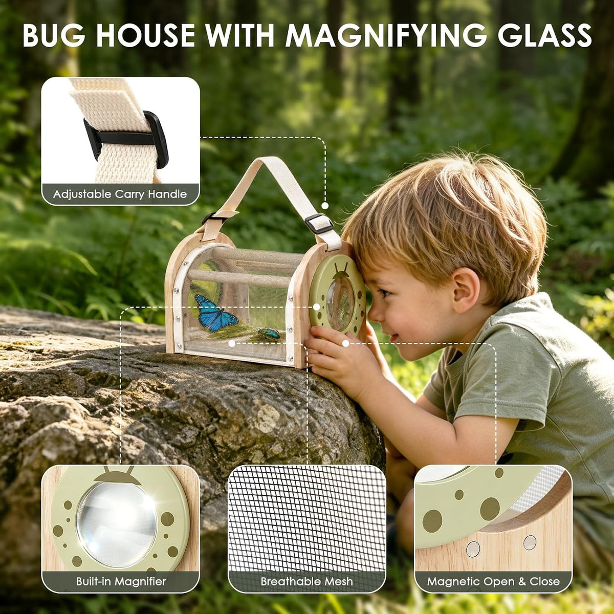 Dreamon Kit de atrapa insectos para niños de 4 a 8 años, juego de 11