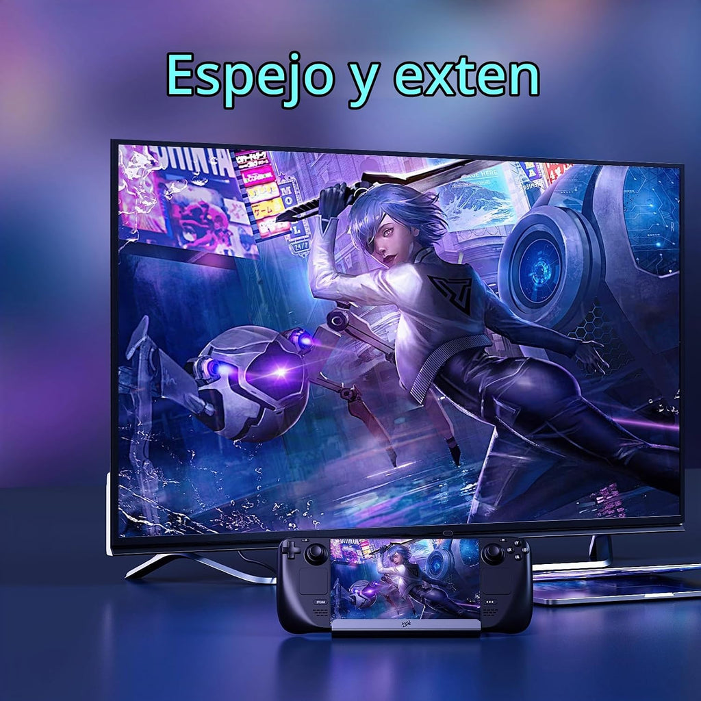 Estación de acoplamiento para Steam Deck/ROG Ally/Legion Go, la base de cubierta de vapor 6 en 1. Ethernet de 1000 Mbps, carga rápida de 3.0 PD 100W, HDMI 2.0 4K @60Hz y 3 puertos USB 3.0 Base OLED para plataforma de vapor.