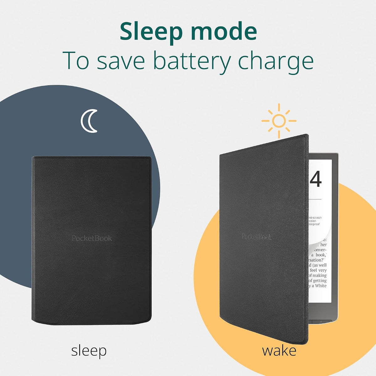 PocketBook Funda para lector electrónico para InkPad 4 y InkPad Color 2 | Funda abatible con función de sueño inteligente | Protección duradera | Fundas ligeras perfectas para viajes | Funda para lector de libros electrónicos en negro