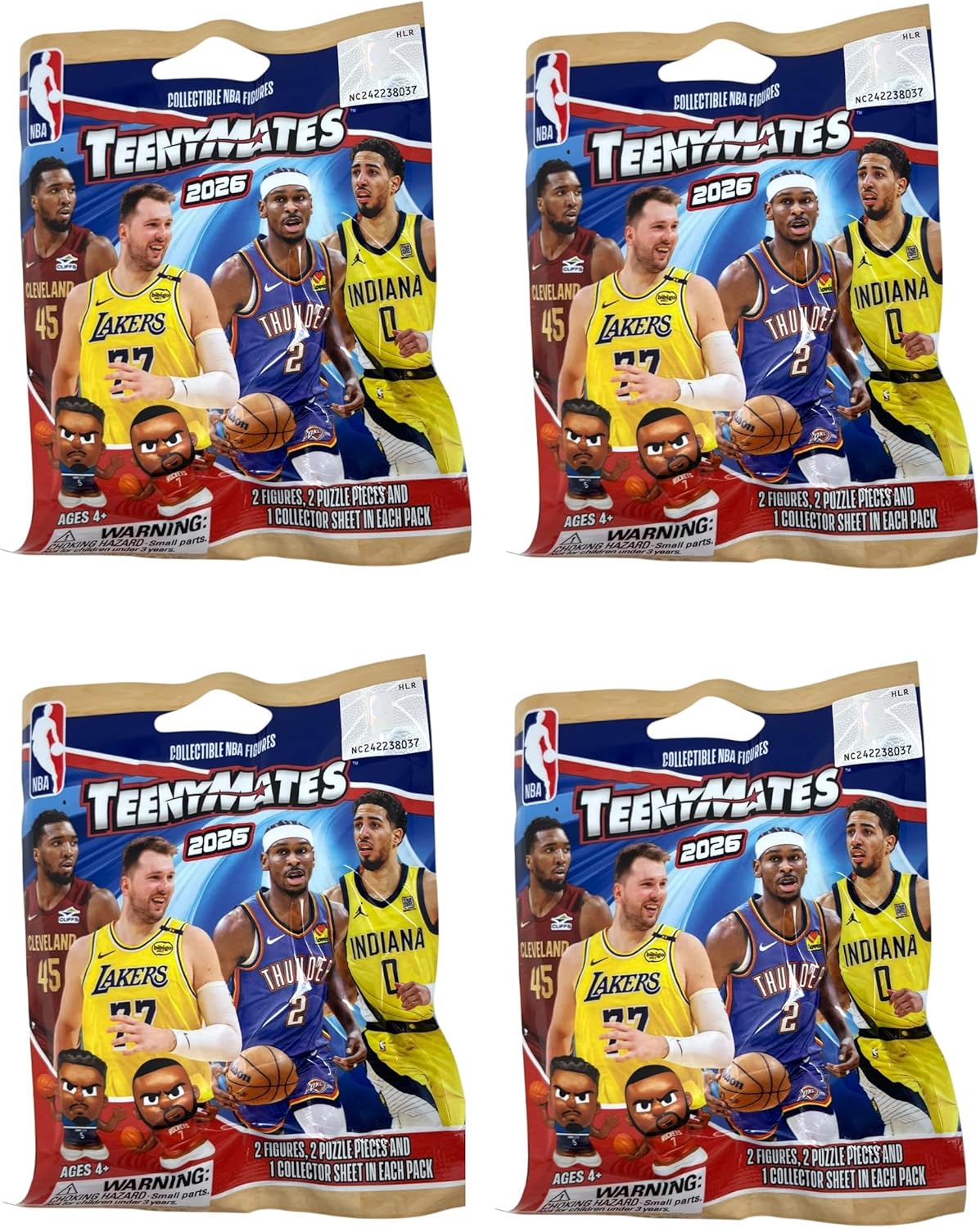 TeenyMates NBA - Juego de figuras de acción de baloncesto con lata, Paquete de 4 ciegos