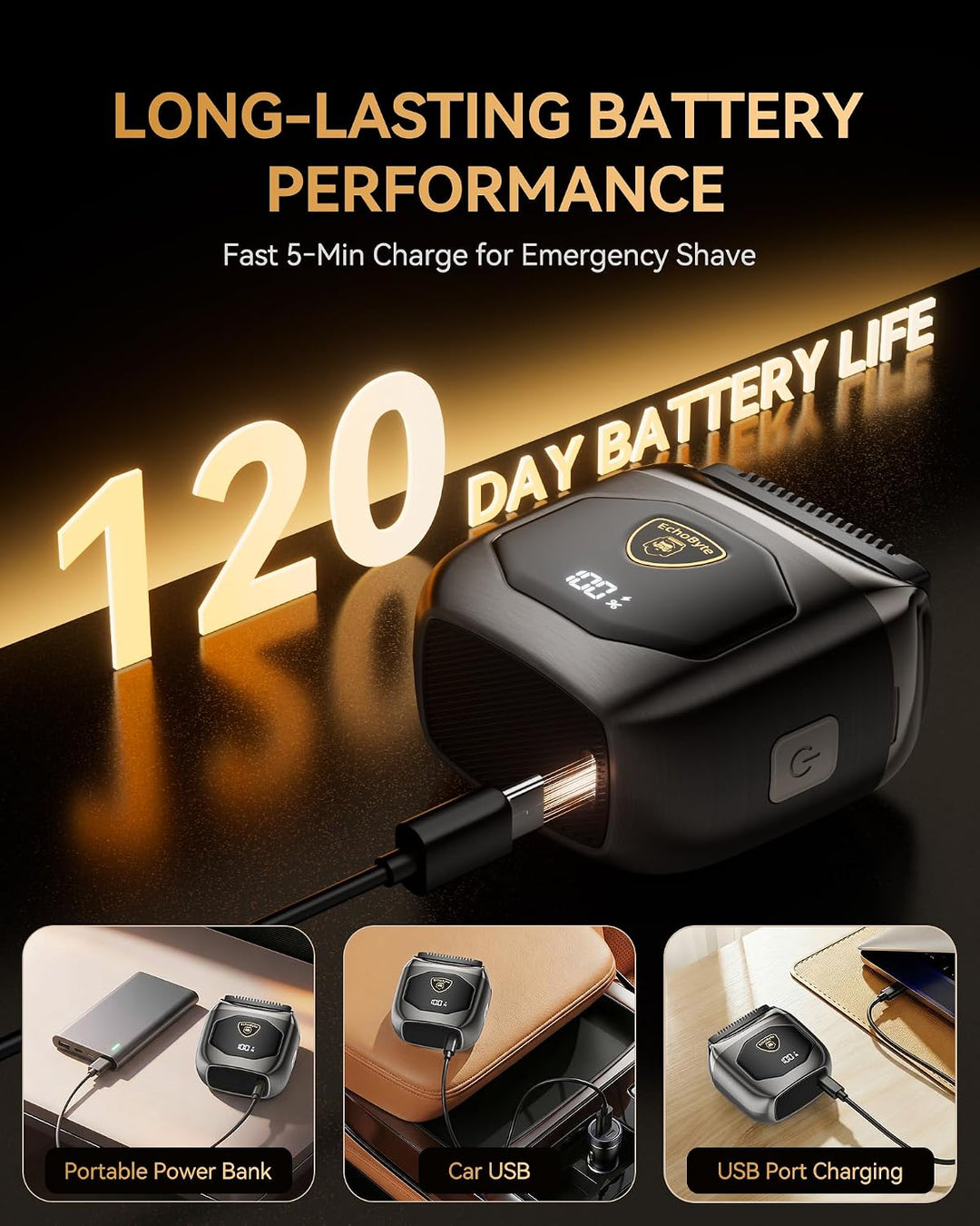 EchoByte Afeitadora eléctrica de metal completo para hombres: 4 cuc...