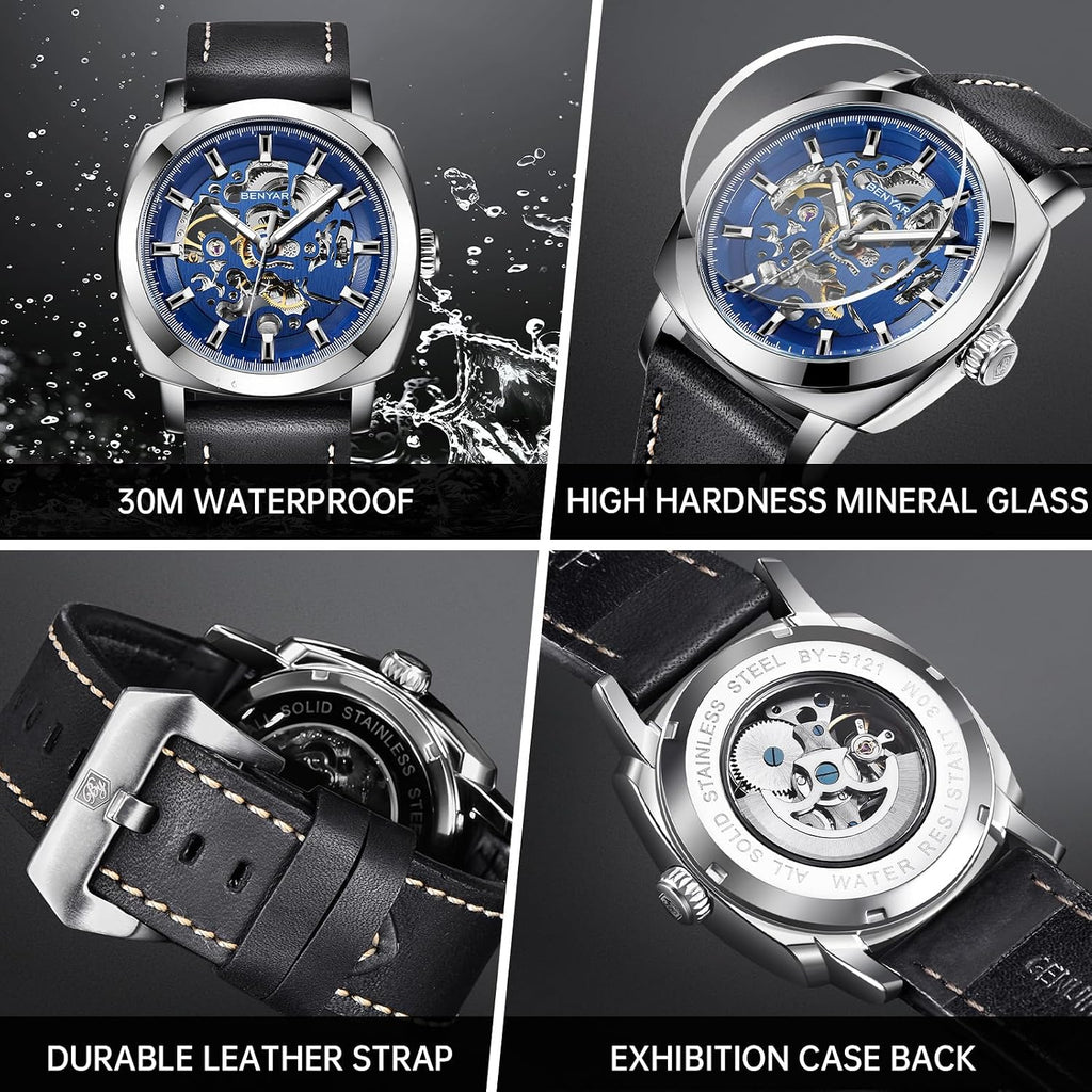 BENYAR Reloj Automático Mecánico de Esqueleto para Hombre de Vestir