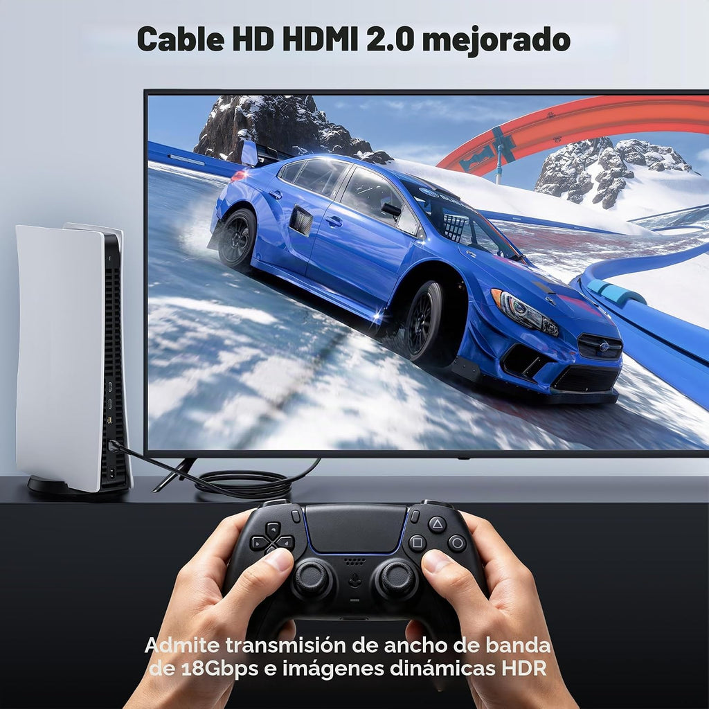 Cables HDMI de 50 pies de largo, 4K60Hz, cable HDMI 4K de alta velocidad con conectores chapados en oro, compatible con PlayStation Arc PS3 PS4 PC HDTV