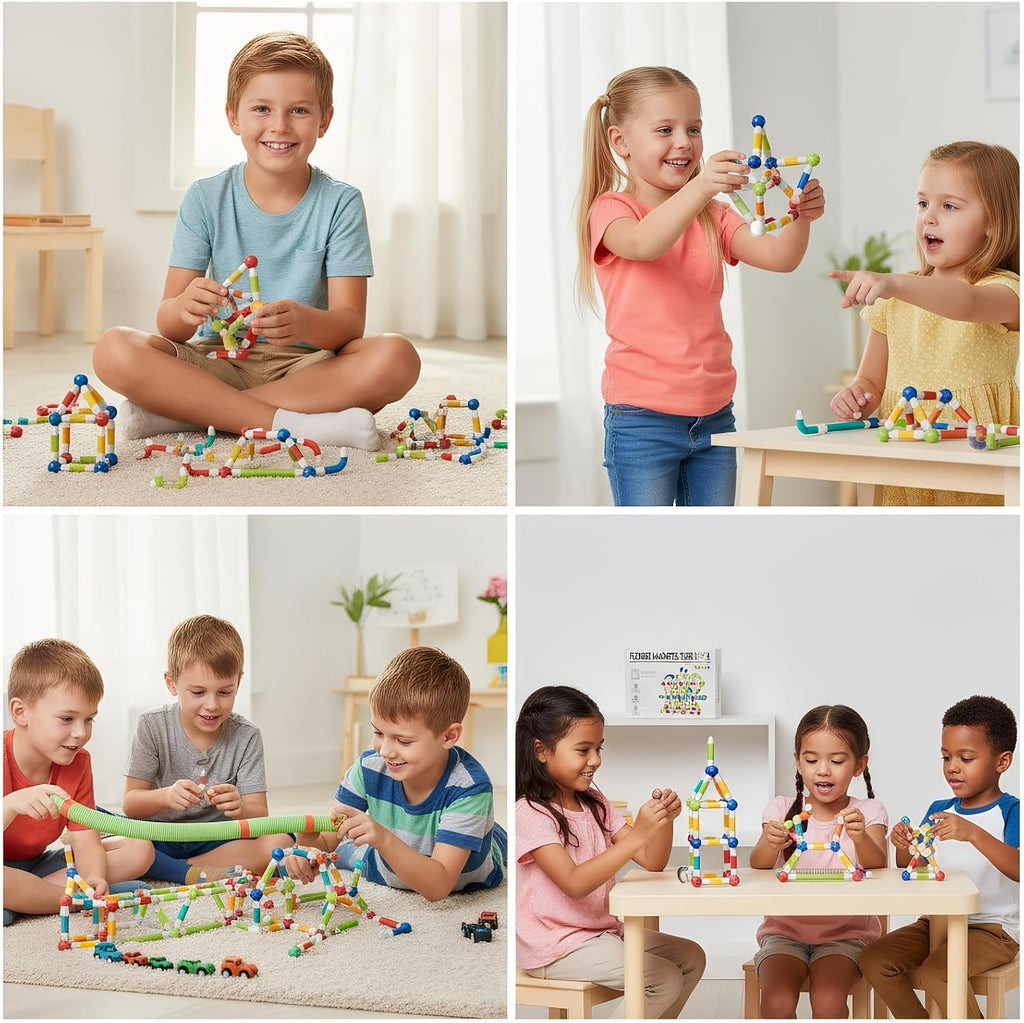Juguetes Montessori magnéticos extensibles, 85 piezas, para niños y niñas