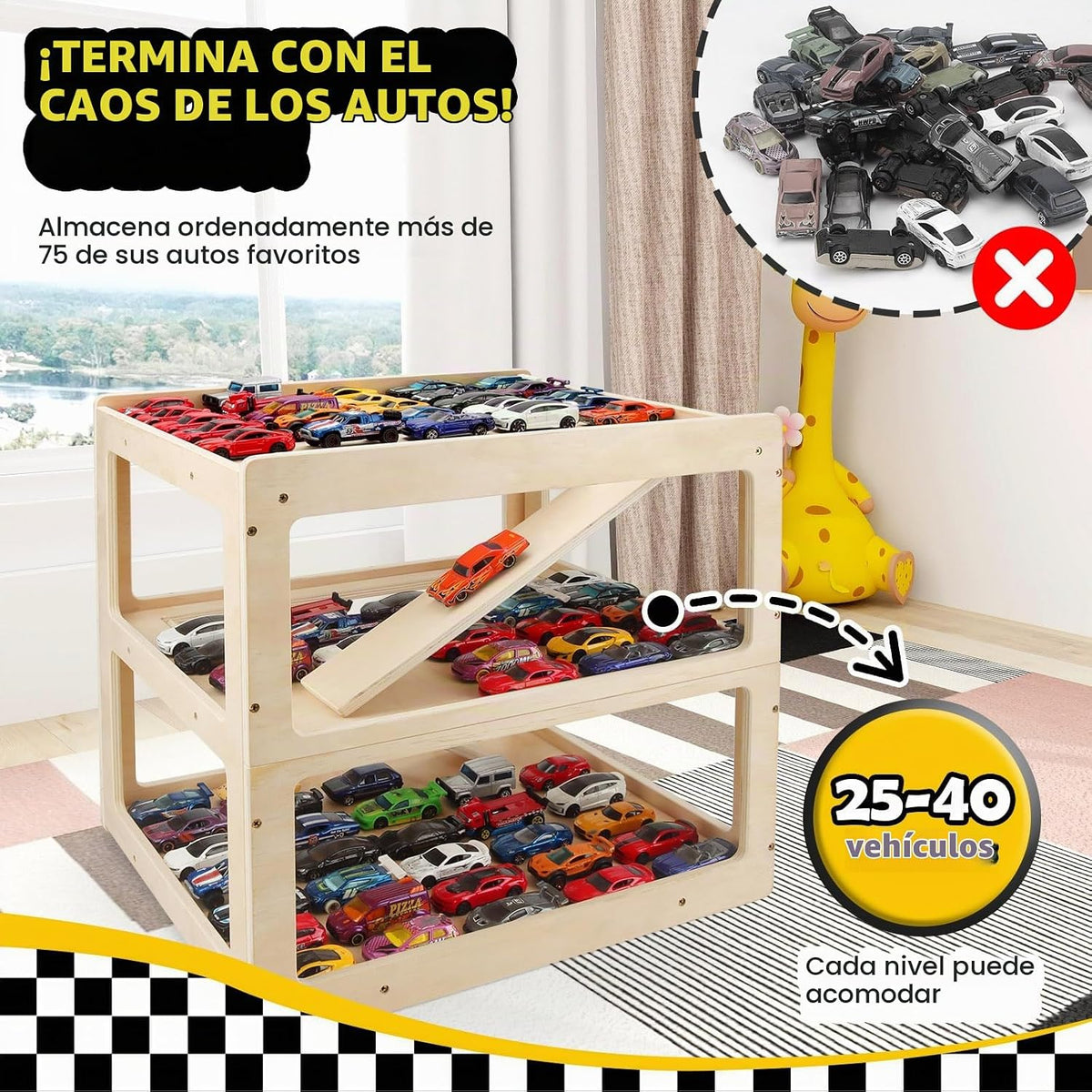 Vitrina para autos Hot Wheels Garage y Matchbox, 1/64 escala de juguete fundido a presión, estuche de almacenamiento para ruedas calientes, estacionamiento, garaje, diorama, juguete, rampa de aparcamiento