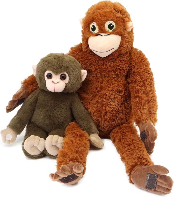 Aqushymallow Cow Mommy Monkey - Juego de juguetes de peluche de ora...
