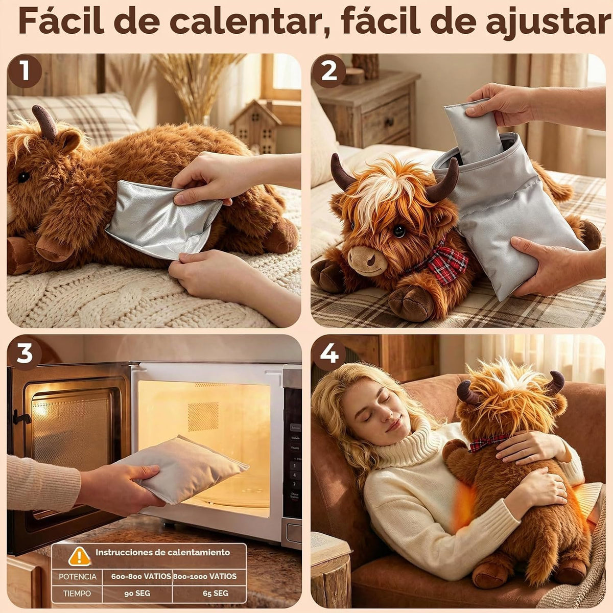 Mewaii Animales de peluche con peso, de vaca de las tierras altas