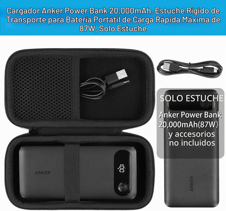 khanka Estuche de viaje para cargador portátil Anker 20000mAh, colo...