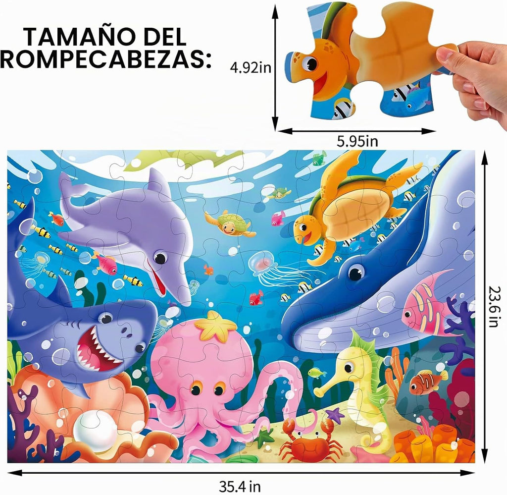 Rompecabezas de suelo jumbo para niños, rompecabezas submarino de 48 piezas de 3 a 8 años