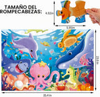 Rompecabezas de suelo jumbo para niños, rompecabezas submarino de 48 piezas de 3 a 8 años
