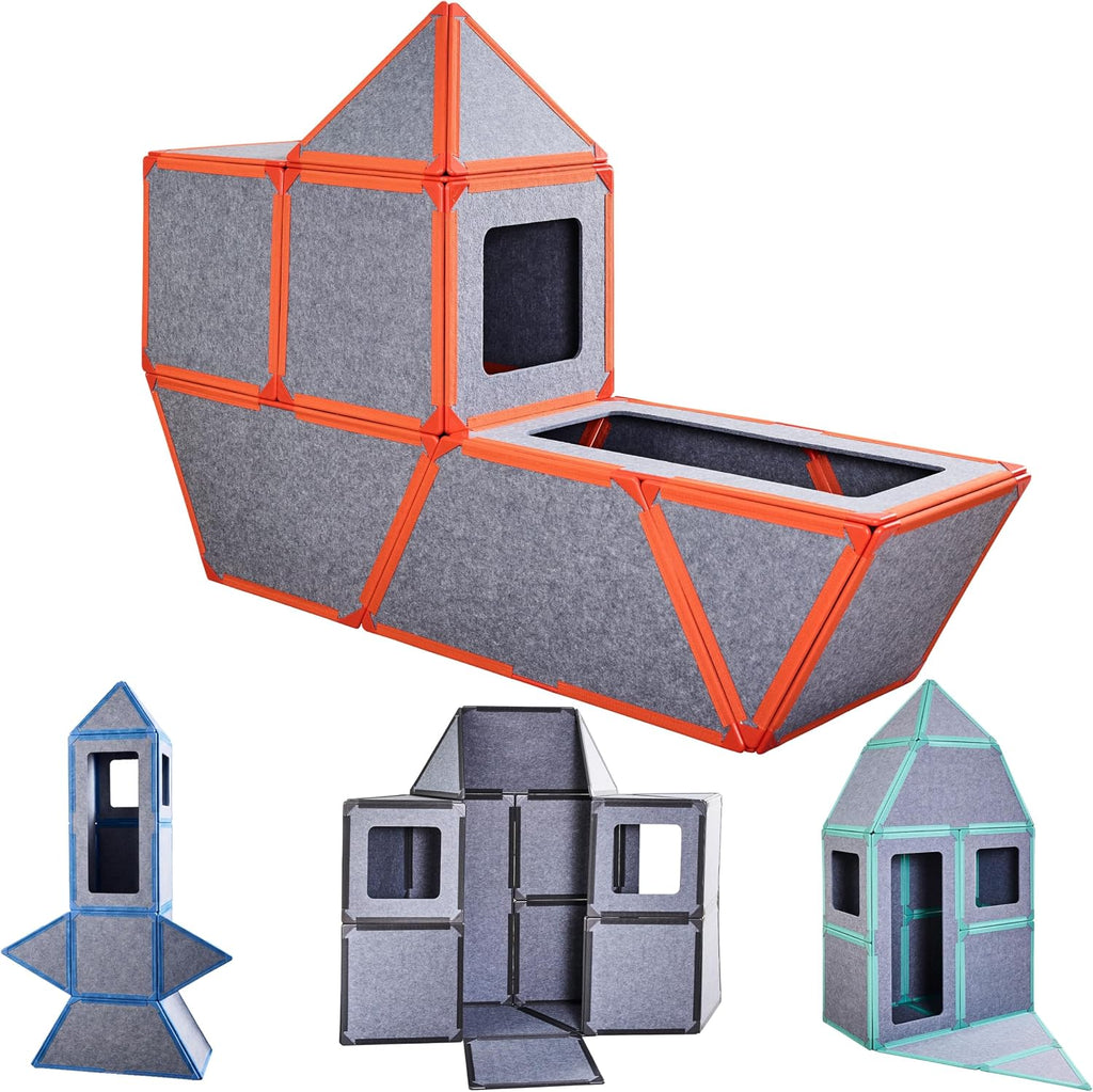 Superspace Paneles de construcción de fuertes magnéticos gigantes – El juego grande, naranja, 24 paneles, azulejos magnéticos de tamaño real para niños, construye fuertes castillos, cohetes, juguete