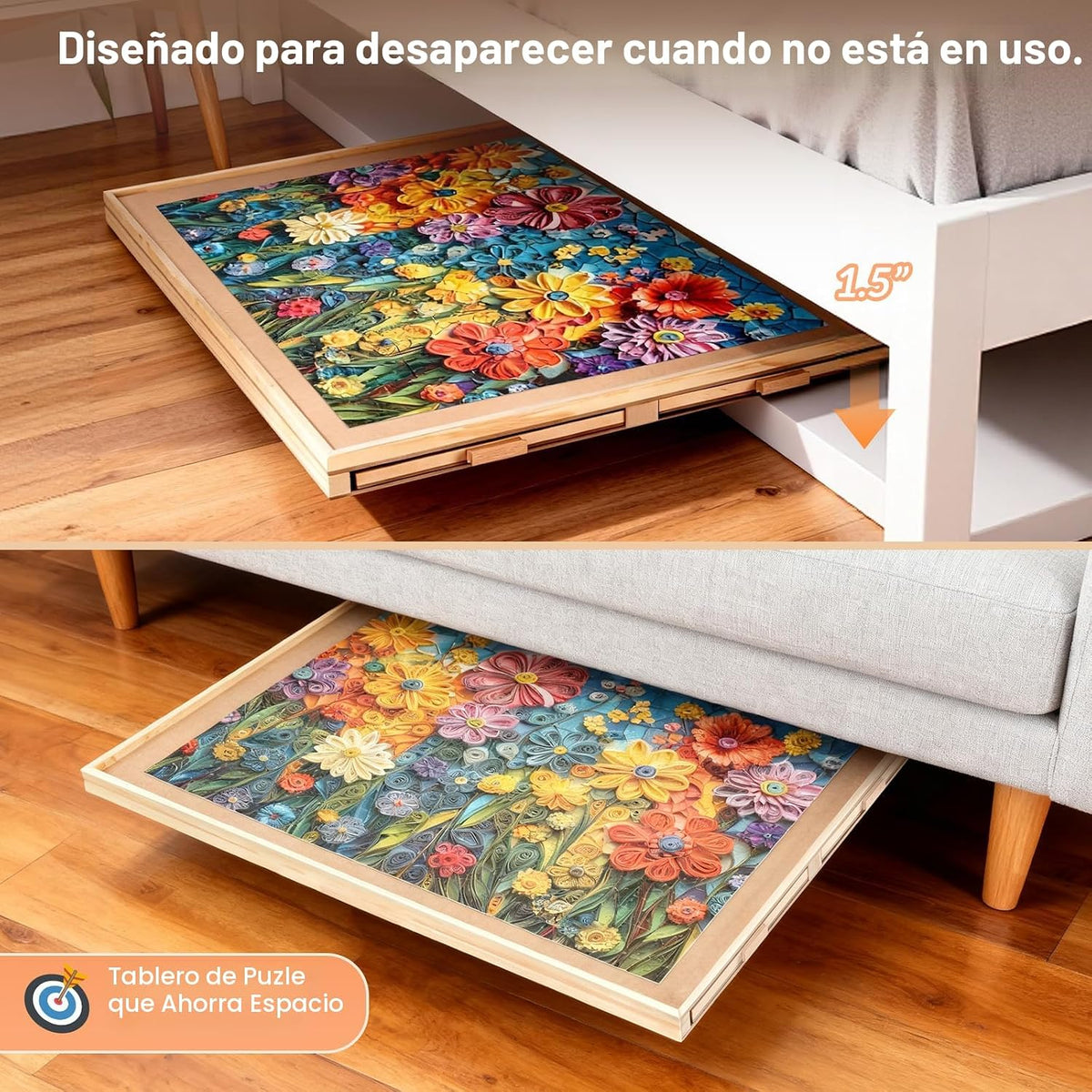 ALL4JIG Tablero de rompecabezas giratorio de 1500 piezas con cajones y cubierta, mesa de rompecabezas de madera portátil de 25 x 34 pulgadas para adultos portátil, tablero giratorio Lazy Susan, regalo
