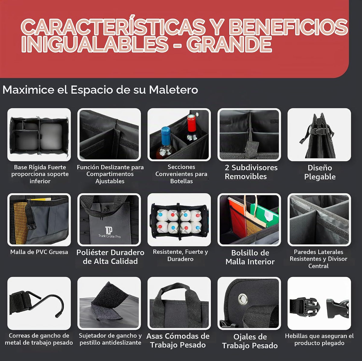 Organizador de carga de coche para SUV, camión y almacenamiento de