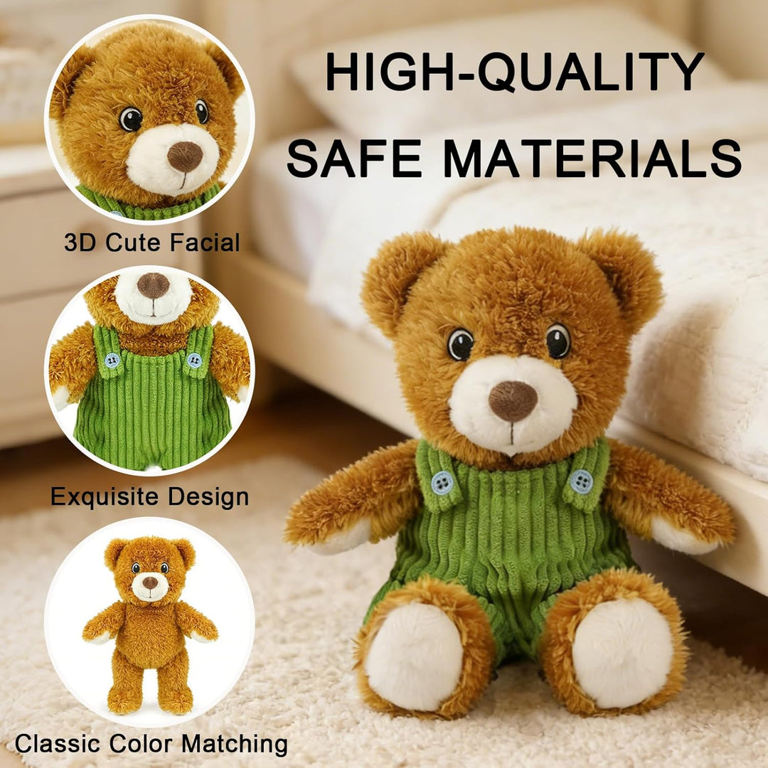 JUSTQUNSEEN Lindo oso de peluche para bebé con overol verde, muñeca...