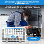Surtido de tornillos métricos M2 M3 M4 M5 de 1760 piezas, kit de pernos de cabeza cilíndrica con hexágono interior y tuercas de acero de aleación grado 12.9, chapado en zinc negro y juego de