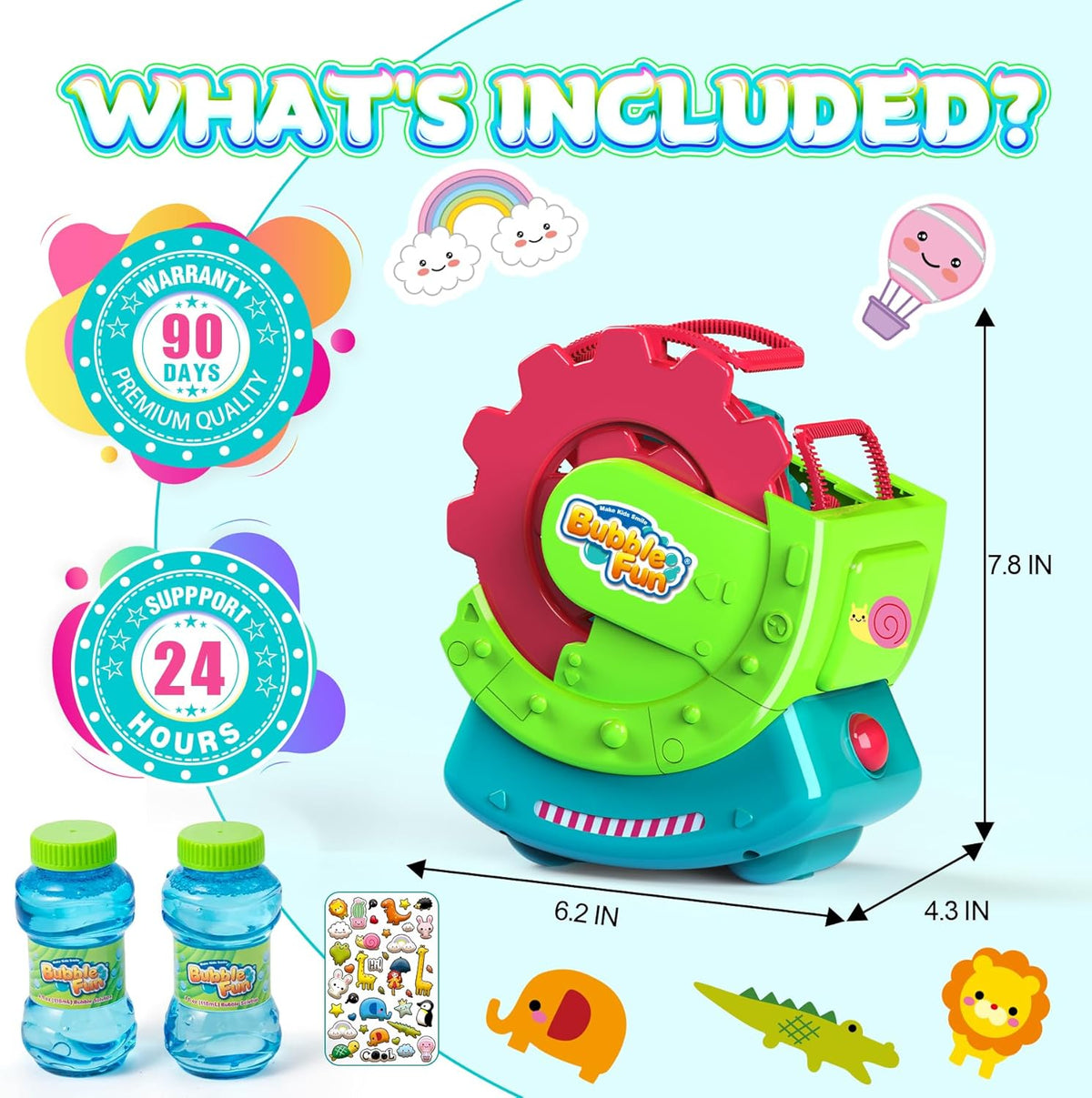 Bubble Machine para Toddlers Kids & Pets con 8oz Safe Solution