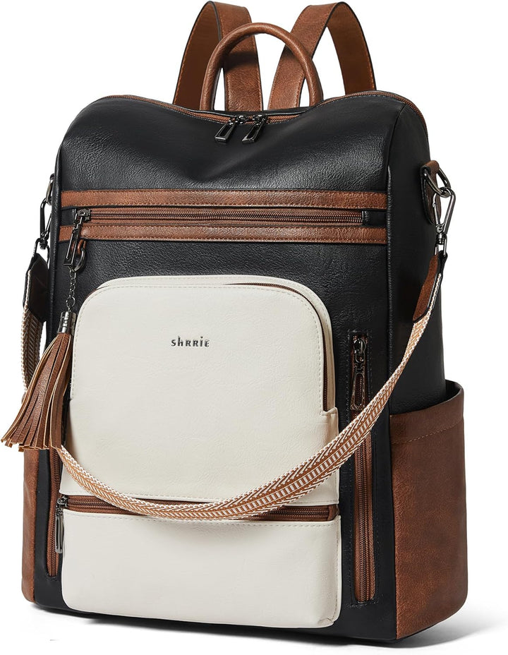 Shrrie - Mochila de cuero vegano para laptop para mujer de 14 pulga...