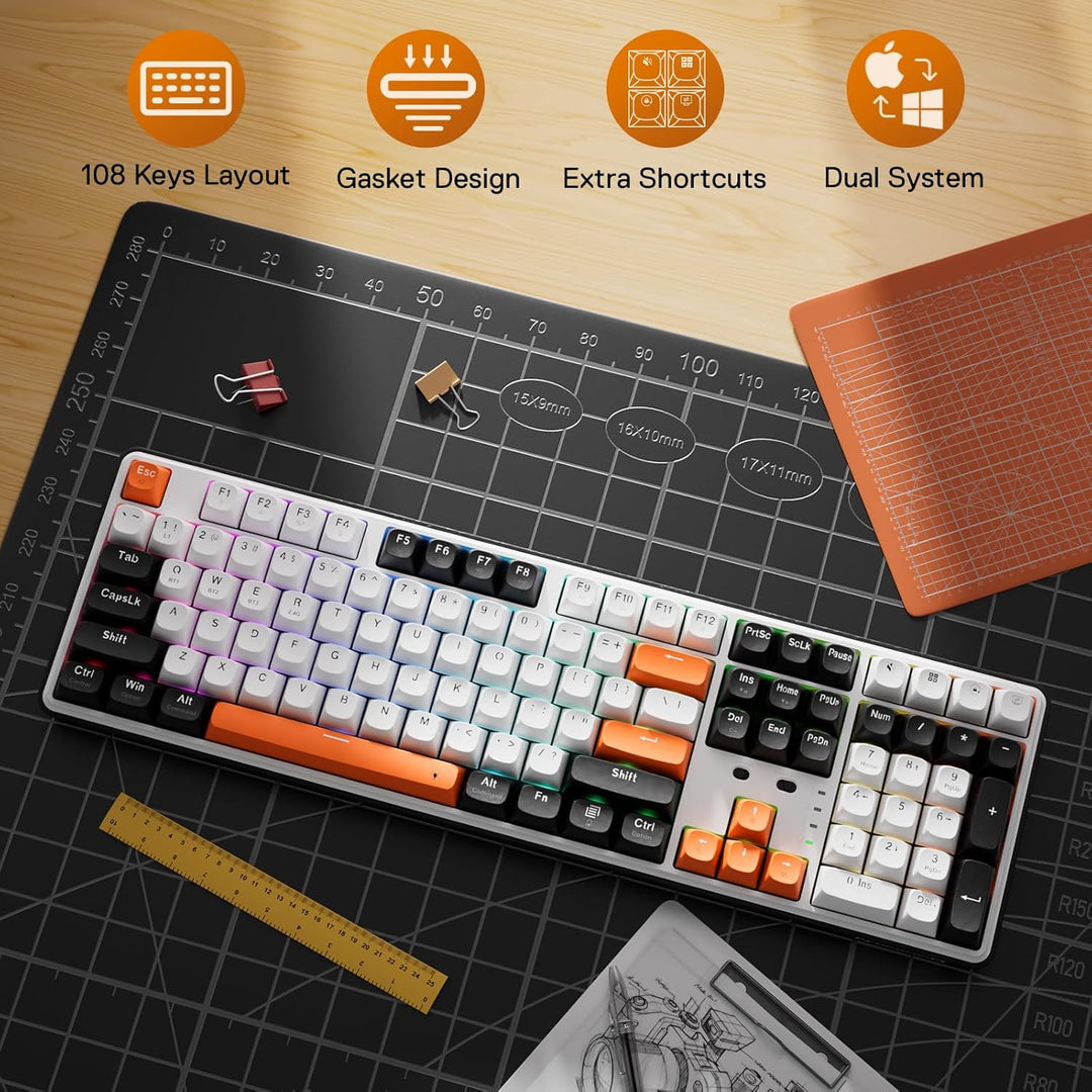Redragon K689 PRO - Teclado Gaming RGB Inalámbrico con Junta de Sel...