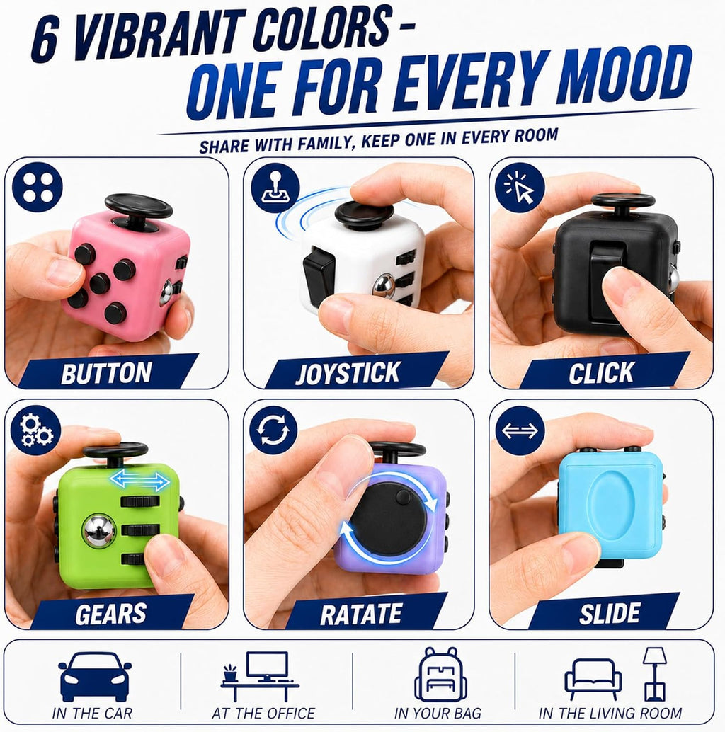 Paquete de 6 cubos de juguetes sensoriales, cubo infinito para aliviar el