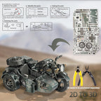 Piececool - Rompecabezas 3D para adultos, kits de construcción de modelos de metal de motocicleta con sidecar para tiempo en familia, artes y manualidades de sidecar para armar uno mismo, los mejores