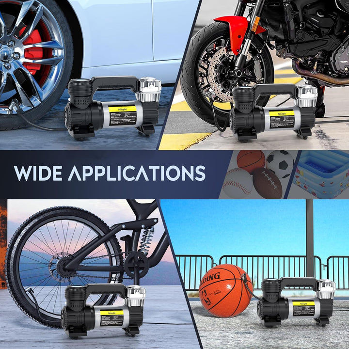 Nilight Compresor de aire portátil, inflador de neumáticos de 12 V,...