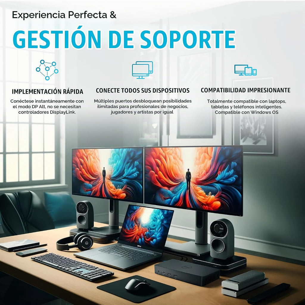 Dell D3100 - Estación de acoplamiento USB 3.0, base de monitor doble de