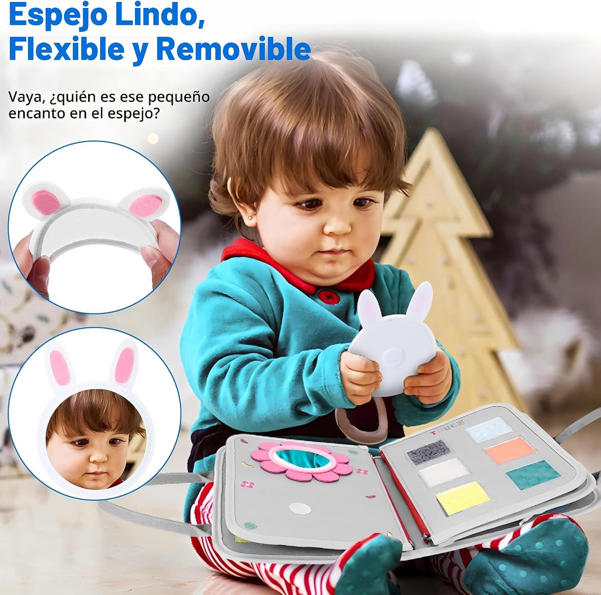 Juguete Montessori para niños y niñas, regalos de cumpleaños, juguete sensorial de viaje para autismo, actividad educativa, libro sensorial ocupado para aprender habilidades motoras finas, gris