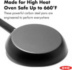 OXO Sartén de acero al carbono de obsidiana de 12 pulgadas, sartén