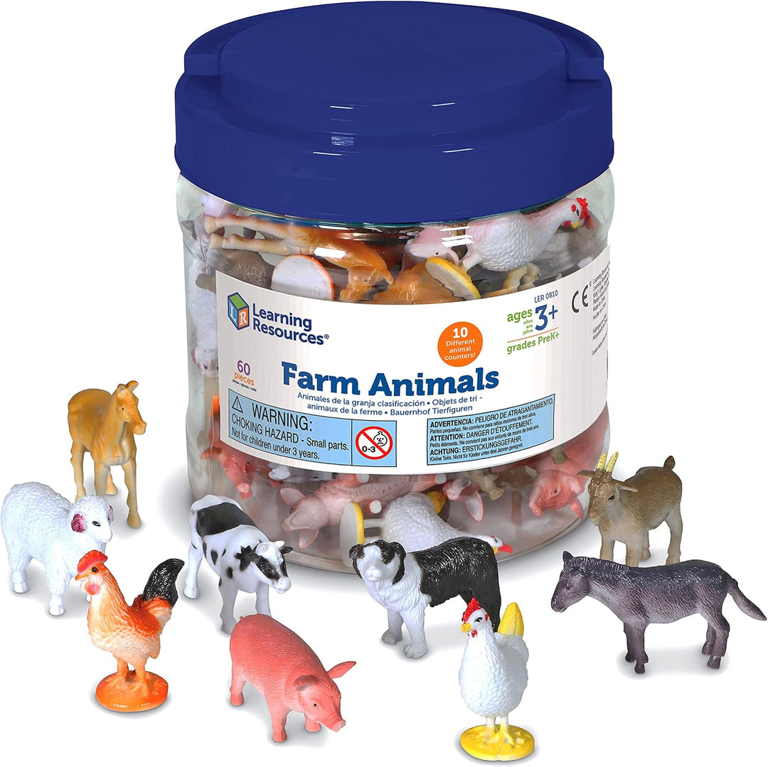 Learning Resources Contadores de animales de granja, 60 piezas, jug...